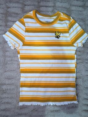 NWOT Peanuts Yellow & White Striped Short Sleeve Tee